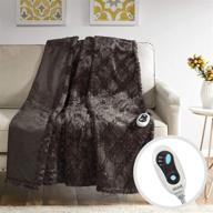 🛋️ shop beautyrest brushed long fur electric throw blanket ogee pattern – warm, soft, and auto-shutoff! logo