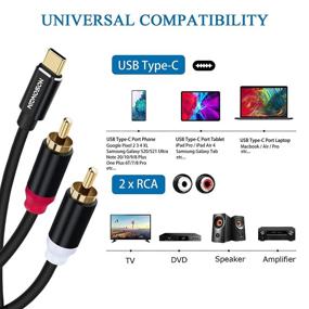 img 3 attached to 6ft USB-C to Dual Male RCA Stereo Audio Cable 🔌 Adapter by HOSONGIN - USB Type C to 2-Male RCA Cord