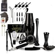 🍸 the ultimate mixology bartender kit 20-piece boston cocktail shaker set - high-quality bar accessories & tools set, bonus velvet bag & recipe cards, stainless steel drink mixer (black, 20) logo