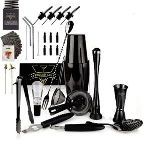 img 4 attached to 🍸 The Ultimate Mixology Bartender Kit 20-Piece Boston Cocktail Shaker Set - High-Quality Bar Accessories & Tools Set, Bonus Velvet Bag & Recipe Cards, Stainless Steel Drink Mixer (Black, 20)