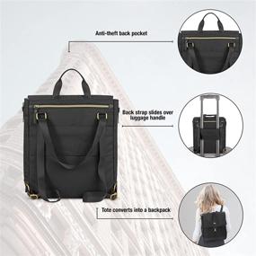 img 1 attached to Универсальный и стильный сумка-рюкзак Ladies Tote Solo New York для женщин: рюкзак, плечевая сумка - чёрный с золотыми акцентами.