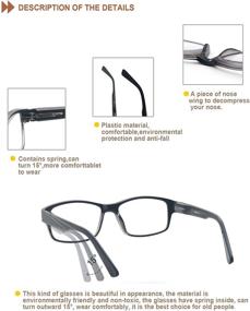 img 2 attached to 👓 Large Square Reading Glasses for Men - HEEYYOK Comfortable Spring Hinge Readers, Available in Multiples