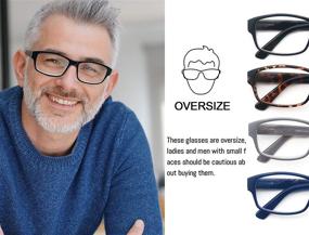 img 3 attached to 👓 Large Square Reading Glasses for Men - HEEYYOK Comfortable Spring Hinge Readers, Available in Multiples