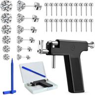 🔫 complete ear piercing kit with stainless steel stud earrings - professional gun set for salon and home use (black) logo