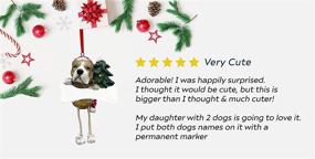 img 2 attached to Hand-Painted Tan and White Pit Bull Ornament with Adorable 'Dangling Legs' – Easily Personalized Christmas Decoration