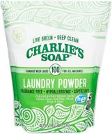 🌿 charlie's soap laundry powder (100 loads, 1 pack) fragrance-free hypoallergenic deep cleaning laundry detergent – eco-friendly biodegradable formula that ensures safe and efficient cleaning logo