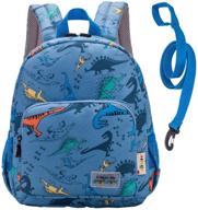 willikiva 3d dinosaur backpack - waterproof toddler backpacks for boys and girls, kids backpack with safety harness leash - light blue logo