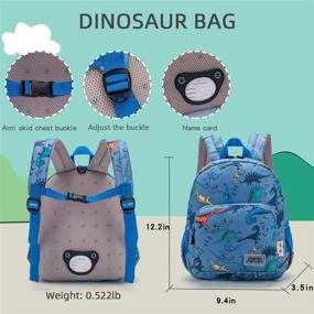 img 3 attached to Willikiva 3D Dinosaur Backpack - Waterproof Toddler Backpacks for Boys and Girls, Kids Backpack with Safety Harness Leash - Light Blue