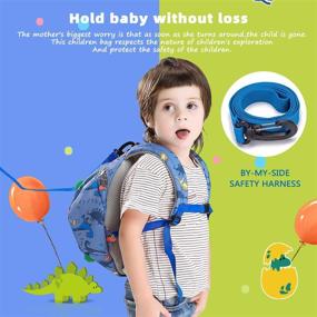 img 2 attached to Willikiva 3D Dinosaur Backpack - Waterproof Toddler Backpacks for Boys and Girls, Kids Backpack with Safety Harness Leash - Light Blue