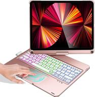 🌹 rose gold keyboard case for ipad pro 11 2021 3rd gen, with touchpad, pencil holder. compatible with ipad pro 11 inch 1st/2nd/3rd gen & 10.9 inch air 4th gen. logo