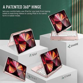 img 2 attached to 🌹 Rose Gold Keyboard Case for iPad Pro 11 2021 3rd Gen, with Touchpad, Pencil Holder. Compatible with iPad Pro 11 inch 1st/2nd/3rd Gen & 10.9 inch Air 4th Gen.