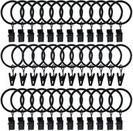 🔗 36 pack metal rings curtain clips for drapery window curtains - strong, decorative, rustproof vintage rings with clips, compatible with 1 inch drapery rods - black logo