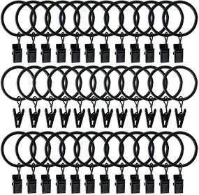 img 4 attached to 🔗 36 Pack Metal Rings Curtain Clips for Drapery Window Curtains - Strong, Decorative, Rustproof Vintage Rings with Clips, Compatible with 1 inch Drapery Rods - Black