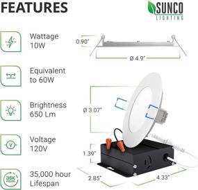 img 3 attached to 🌞 Превосходное освещение: Ультратонкий встраиваемый светильник Sunco Lighting с сертификатом - непревзойденное решение в области освещения