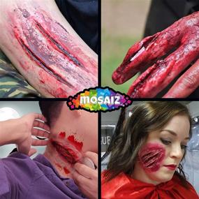 img 2 attached to 🎃 Mosaiz SFX Makeup Kit: Your Ultimate Halloween Special Effects Combo - Fake Blood, Scar Wax, Makeup Sponges, Skin Spatula & More!