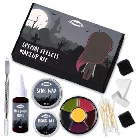 img 4 attached to 🎃 Mosaiz SFX Makeup Kit: Your Ultimate Halloween Special Effects Combo - Fake Blood, Scar Wax, Makeup Sponges, Skin Spatula & More!