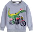 🦖 boys toddler dinosaur sweatshirt - long sleeve sport pullover shirt for kids / crewneck tops t-shirts / fleece tees - sizes 2-7t logo