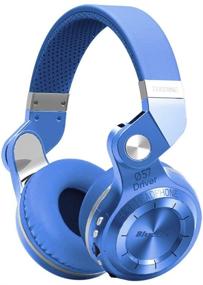 img 4 attached to Wireless Bluetooth Headphones with Mic, Micro SD Card 🎧 Slot, and FM Radio - Bluedio T2 Plus Turbine (Blue)