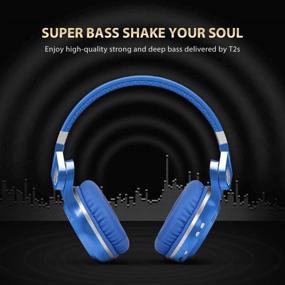 img 3 attached to Wireless Bluetooth Headphones with Mic, Micro SD Card 🎧 Slot, and FM Radio - Bluedio T2 Plus Turbine (Blue)