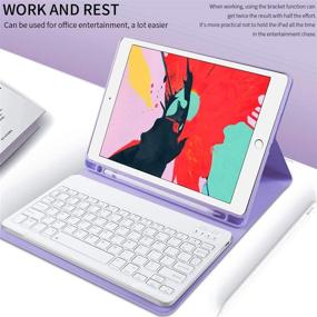 img 3 attached to Purple Keyboard Case for iPad Mini 5 2019 / Mini 4 with Pencil Holder | Soft TPU Back Stand Cover & Detachable Wireless Keyboard | Compatible with iPad Mini 5th Generation / Mini 4th Gen 7.9 inch