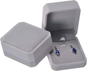 img 2 attached to 🎁 iSuperb Set of 2 Gray Velvet Necklace Pendant Box Jewelry Gift Boxes - Elegant and Compact 3.1x1.6x2.8inch Design
