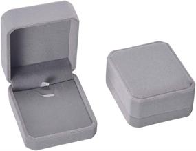 img 4 attached to 🎁 iSuperb Set of 2 Gray Velvet Necklace Pendant Box Jewelry Gift Boxes - Elegant and Compact 3.1x1.6x2.8inch Design