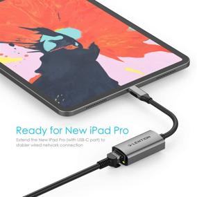 img 1 attached to 🔌 LENTION USB C to Gigabit Ethernet Adapter: High-Speed LAN Network Converter for MacBook Pro, iPad Pro, Surface, Chromebook, and More - Space Gray