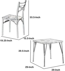 img 2 attached to 🌃 Коричнево-черный промышленный стол и стулья Бенджара - комплект для обеденной зоны, состоящий из 3-х частей, деревянная и металлическая мебель