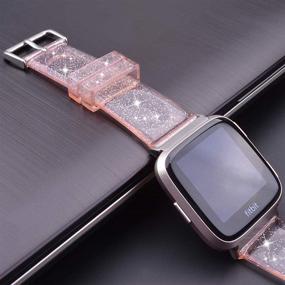 img 2 attached to 🌸 iiteeology Soft TPU Clear Band for Women with Fitbit Versa/Versa 2/Versa Lite SE Smart Watches - Pink/Silver Compatibility