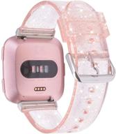 🌸 iiteeology soft tpu clear band for women with fitbit versa/versa 2/versa lite se smart watches - pink/silver compatibility logo