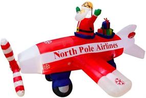 img 2 attached to ✈️ SEASONBLOW 8 FT Christmas Inflatable Santa Claus Airplane with Spinning Propellers Decoration for Outdoor Indoor Lawn Yard Garden Party Home Holiday