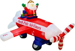 img 3 attached to ✈️ SEASONBLOW 8 FT Christmas Inflatable Santa Claus Airplane with Spinning Propellers Decoration for Outdoor Indoor Lawn Yard Garden Party Home Holiday