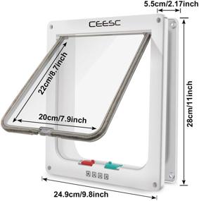 img 2 attached to 🐱 CEESC Extra Large Cat Door: 4-Way Locking, Weatherproof Pet Door for Cats & Doggies - Ideal for Interior/Exterior Doors (White, Outer Size 11" x 9.8")