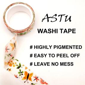 img 1 attached to ASTU Green Washi Tape Set - 15mm Gold Floral Silver Grid Japanese Masking Tape: Creative Decorative Tape for Scrapbook, Arts, DIY Crafts, Bible, Bullet Journal Supplies, Card & Gift Wrapping