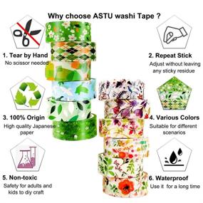 img 3 attached to ASTU Green Washi Tape Set - 15mm Gold Floral Silver Grid Japanese Masking Tape: Creative Decorative Tape for Scrapbook, Arts, DIY Crafts, Bible, Bullet Journal Supplies, Card & Gift Wrapping