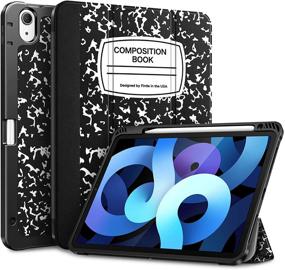 img 4 attached to 📚 Fintie SlimShell Case for iPad Air 4 10.9 Inch 2020 with Pencil Holder - [Supports 2nd Generation Pencil Charging] Soft TPU Stand Back Cover, Auto Wake/Sleep for iPad Air 4th Gen, Composition Book