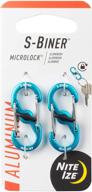 nite ize s-biner microlock 🔒 aluminum blue locking key holder - 2-pack logo