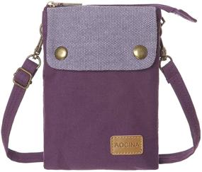 img 4 attached to 👜 AOCINA Small Canvas Cellphone Crossbody Purse Bag: Stylish & Convenient for Girls, Teens, and Women