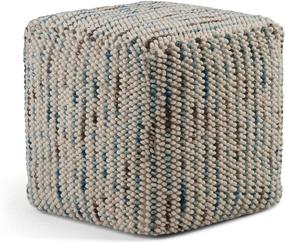 img 4 attached to 🛋️ SimpliHome Zoey Cube Woven Pouf: Multi-Colored Cotton and Wool Footstool for Living Room, Bedroom, and Kids Room; Blending Transitional and Modern Style