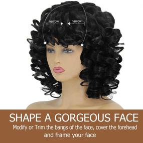 img 1 attached to 🌟 KEAT Short Curly Afro Wig with Bangs for Black Women: Kinky Curly Wavy Look, Fashionable Synthetic Hair Replacement - Heat Resistant Daily & Party Hairpiece K001BK