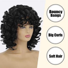 img 2 attached to 🌟 KEAT Short Curly Afro Wig with Bangs for Black Women: Kinky Curly Wavy Look, Fashionable Synthetic Hair Replacement - Heat Resistant Daily & Party Hairpiece K001BK