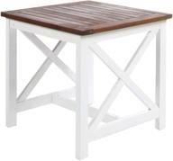 🏡 charming christopher knight home shammai indoor farmhouse cottage acacia wood end table with white frame - pu white/dark oak logo