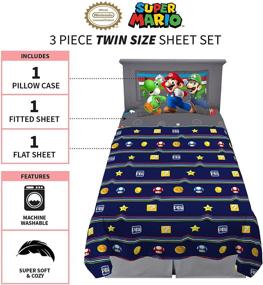 img 2 attached to Soft Twin Size Sheet Set, Nintendo Mario, 3 Piece Bedding by Franco Kids