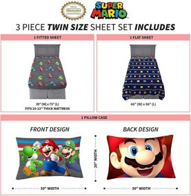 img 1 attached to Soft Twin Size Sheet Set, Nintendo Mario, 3 Piece Bedding by Franco Kids