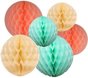 img 3 attached to 🎉 Furuix Mint Green Peach Cream Tissue Paper Honeycomb Balls & Pom Pom Decorations | Ideal for Baby Shower, Bridal Shower, Birthday, Wedding & Party Decor | Wall Hanging & Room Decoration