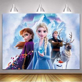 img 4 attached to Девичий день рождения 7x5 футов виниловый фон "Frozen", фотоэлемент Эльзы для оформления стены, идеальное снаряжение для детей, мальчиков и малышей.