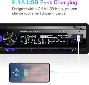 img 2 attached to Автомагнитола ABSOSO Single DIN с функцией Bluetooth аудио/беспроводного звонка, быстрой зарядкой через USB, двумя USB/AUX-входами/SD-картой, AM/FM, управлением с мобильного приложения и беспроводным пультом