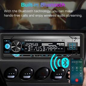 img 3 attached to Автомагнитола ABSOSO Single DIN с функцией Bluetooth аудио/беспроводного звонка, быстрой зарядкой через USB, двумя USB/AUX-входами/SD-картой, AM/FM, управлением с мобильного приложения и беспроводным пультом