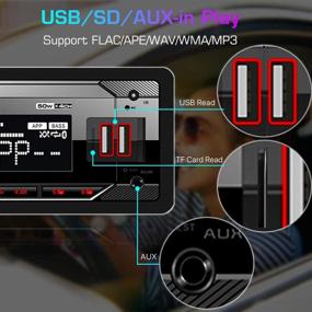 img 1 attached to Автомагнитола ABSOSO Single DIN с функцией Bluetooth аудио/беспроводного звонка, быстрой зарядкой через USB, двумя USB/AUX-входами/SD-картой, AM/FM, управлением с мобильного приложения и беспроводным пультом