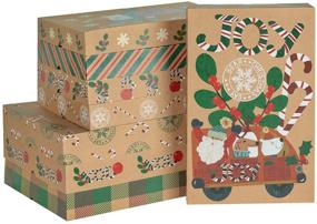 img 4 attached to 🎁 RUSPEPA Christmas Box Assortment - Pack of 8 Patterned Shirt Boxes: 2 Sizes, 8 Designs, Snowman-Themed